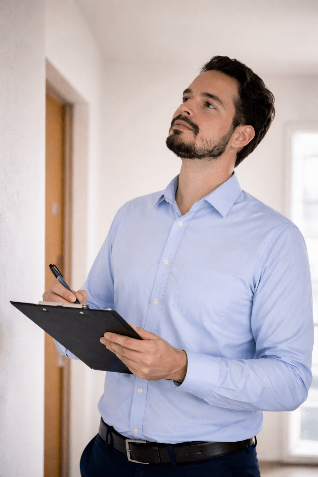 Engenheiro Gustavo realizando vistoria técnica em imóvel